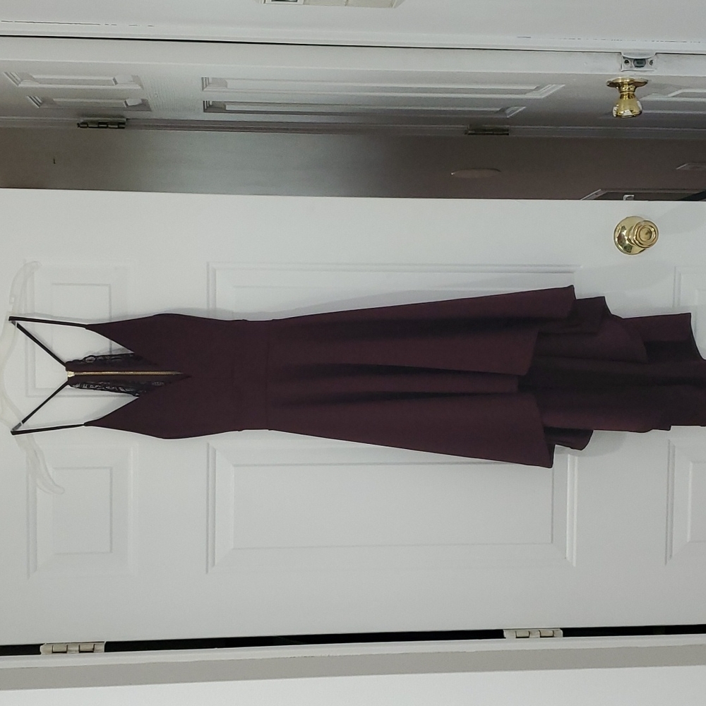Windsor high low lace racer back dress